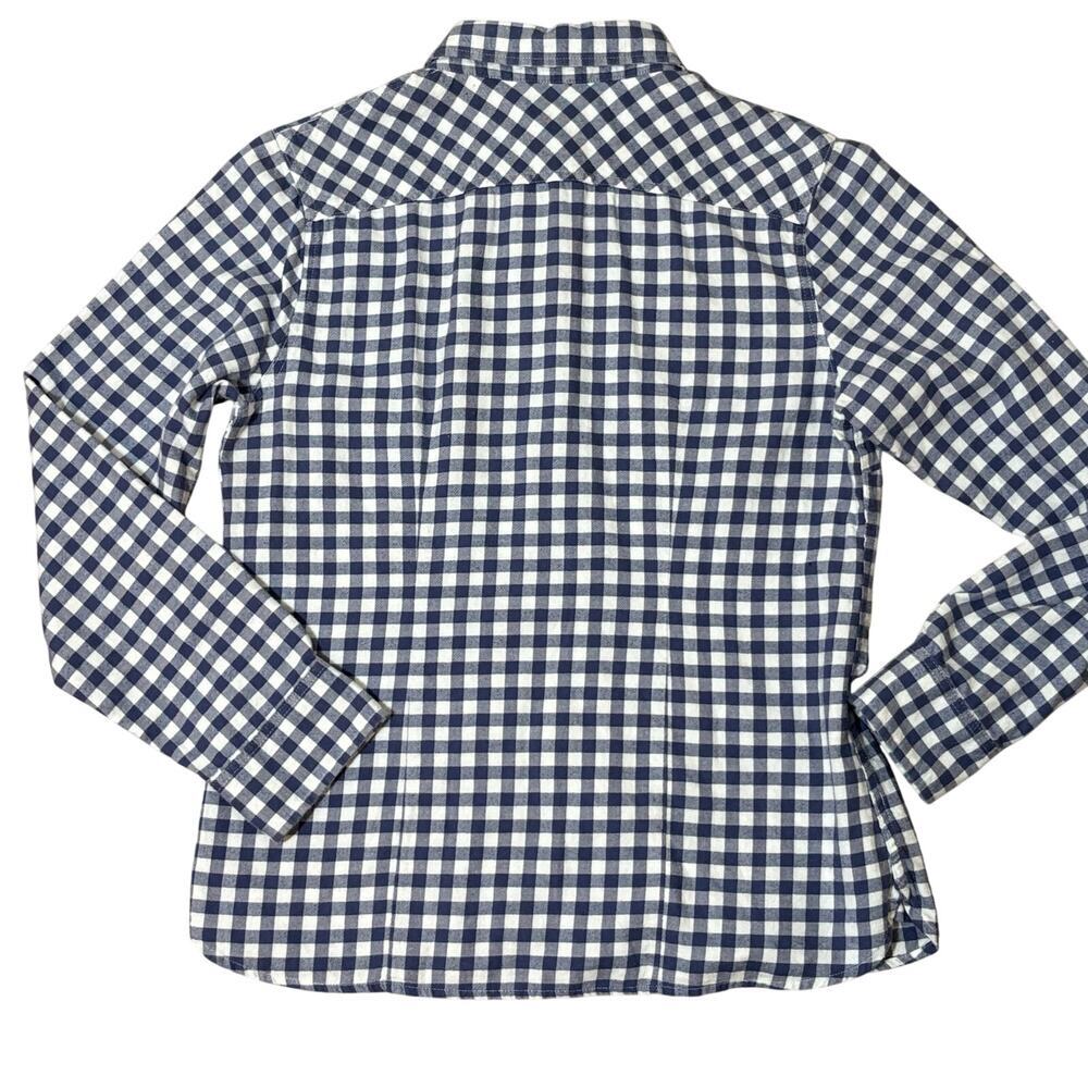 L.L.Bean XS Petite Blue White Gingham Button Down Shirt Flannel Preppy Coastal - Picture 9 of 10